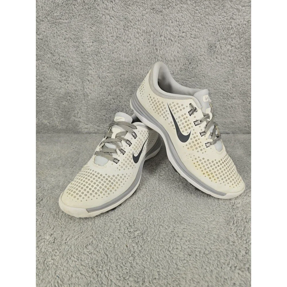 Nike Women's White and Gray Perforated Training Sneakers
